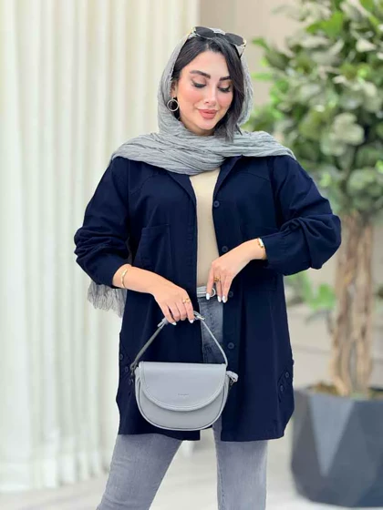 مانتو بغل سه دکمه دو جیب پیله