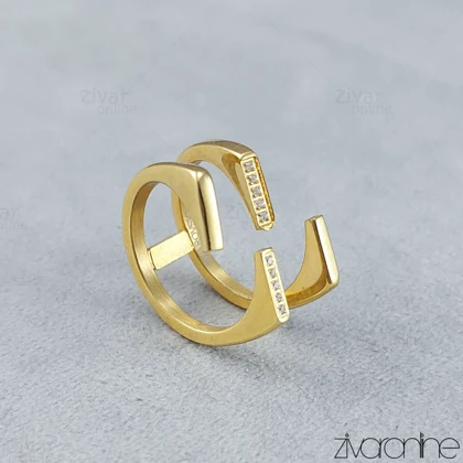 انگشتر زنانه طرح طلا دولاین نگینی 30168