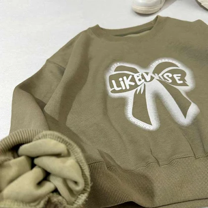 کراپ دخترانه طرح پاپیونی سبز صدری خارجی