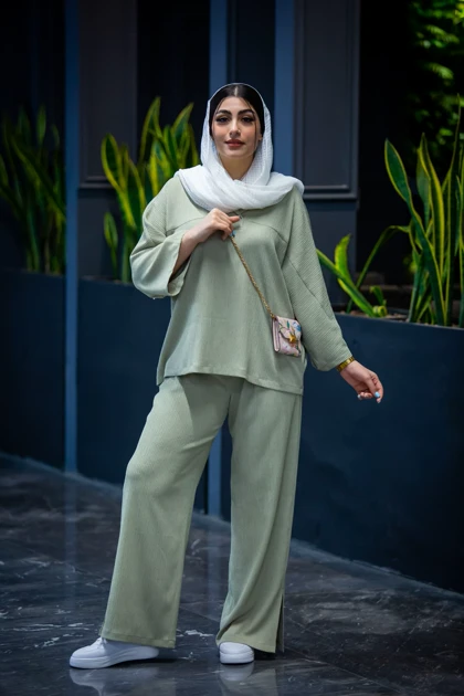 مانتو شلوار لونا یقه برگردون