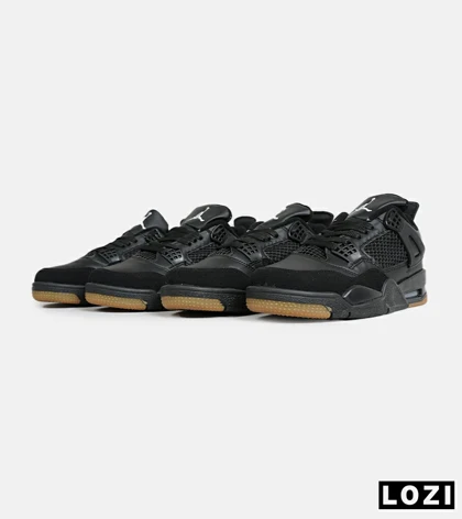 کتانی ساق‌دار زنانه و مردانه مشکی کرم Nike air jordan 4 مدل 6468