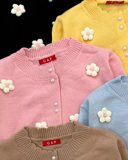 ژاکت بافت گل برجسته 6 رنگ کد 5368