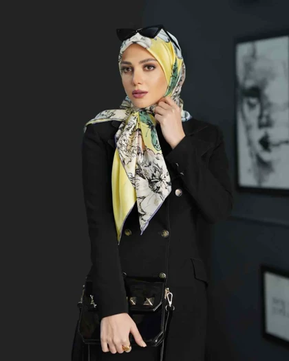 روسری مجلسی زنانه ویسکوز ابریشم قواره بزرگ