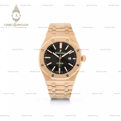 ساعت مچی اودمار پیگه باتری بند رزگلد صفحه مشکی Audemars Piguet