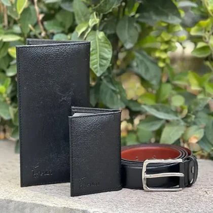 ست هدیه سه تکه مردانه چرمی پولو POLO LUXURY مدل PL293-3 (کیف پول، کمربند، جاکارتی)