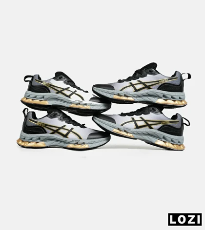 کفش کتانی مردانه مشکی خاکستری طلایی ASICS GORETEX
