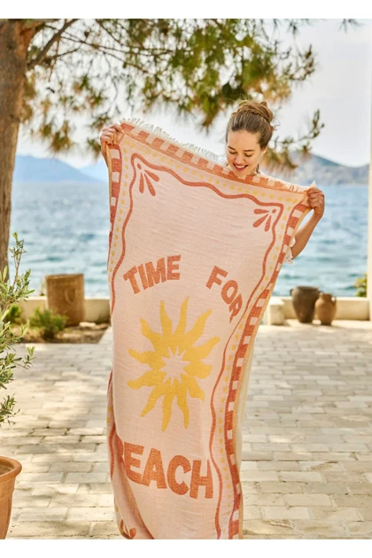 پشتمال Bella Maison مدل Time For Beach پنبه‌ای - آجری