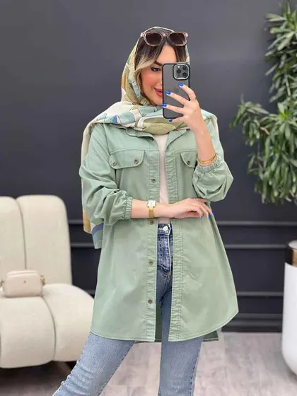 مانتو جیب نما بغل زیپ طنین