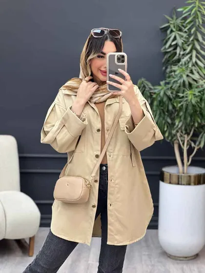 مانتو جیب کراواتی آستین پاکتی