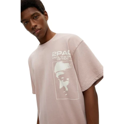 تیشرت مردانه اورسایز کالباسی طرح توپاک pull & bear