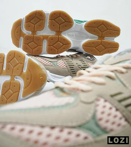 کفش کتانی بزرگ پا طوسی سبز گلبهی NEW BALANCE 9060
