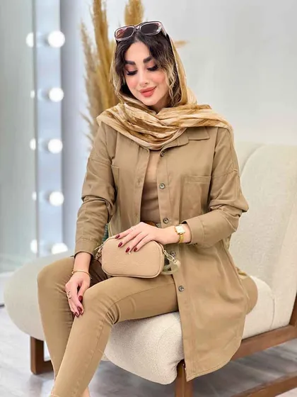 مانتو دو جیب ستین