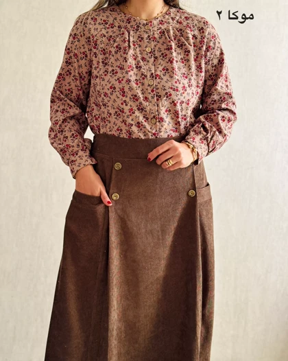 شومیز مخمل کبریتی طرحدار 4