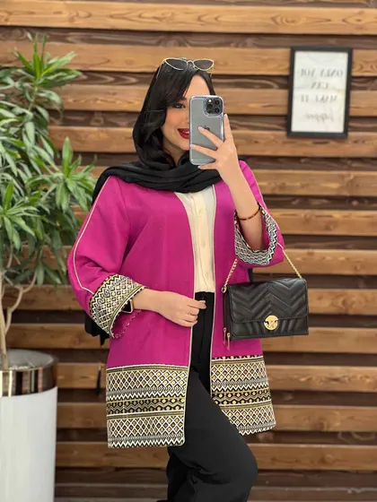 مانتو ژاکارد پولک دوزی