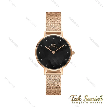ساعت دنیل ولینگتون رزگلد زنانه صفحه صدف مشکی نگین‌دار DW-4308-28-L