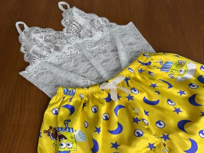 ست نیم‌تنه گیپور و شلوارک طرح باب اسفنجی 145