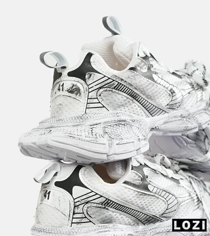 کفش کتانی مردانه و زنانه سفید مشکی Balenciaga 3XL مدل 7274