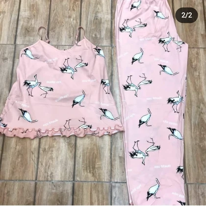 ست راحتی زنانه تاپ و شلوار وارداتی طرح فلامینگو