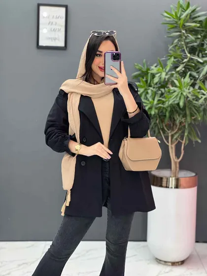 مانتو کتی چهاردکمه آستین کش