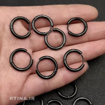 گوشواره مردانه حلقه‌ای کوچک مشکی (دخترانه و پسرانه)