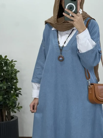 پیراهن مانتویی جین پاییزه پرستو