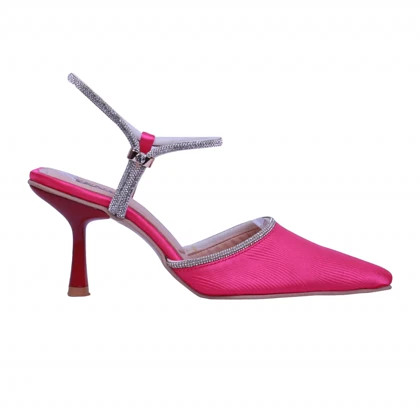 پاشنه‌بلند نگین‌دار مدل کمند_سرخابی کد 5695