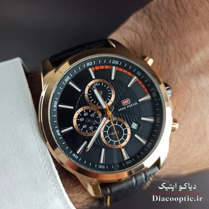 ساعت مچی مردانه اورجینال موتور ژاپنی برند مینی فوکوس سه موتور مدل Mf0129G.02 بند چرم