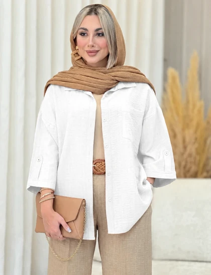 شومیز تک جیب ترانه شانتون ژاکارد 38 تا 46 قد 64 کد 806