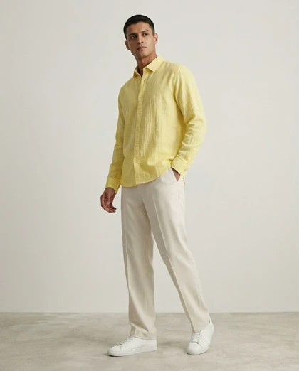 پیراهن کژوال آستین بلند Snazzy - لیمویی