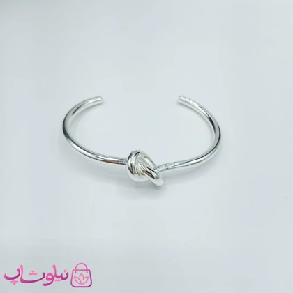 بنگل دخترانه آبکاری نقره ضخیم مدل گره کد 169