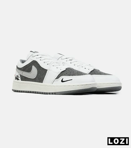 کفش کتانی مردانه و زنانه طوسی سفید NIKE jordan 1 مدل 8794