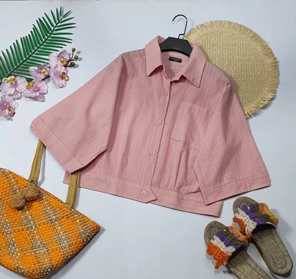 شومیز باکسی تک جیب مدل بهارا کد 50266