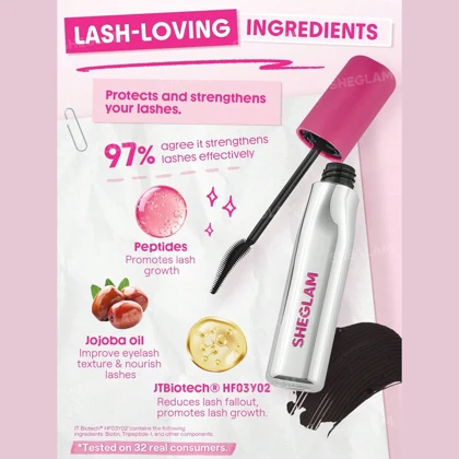 ریمل حجم دهنده و بلند کننده شیگلم SHEGLAM مدل Lashlighter Up & Out ضد آب مشکی