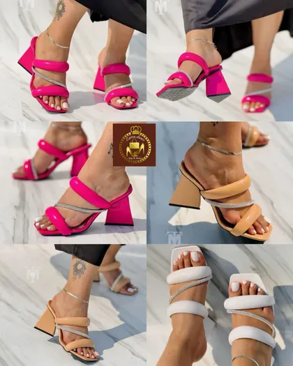 صندل مجلسی نگین‌دار زنانه پاشنه پاستیلی