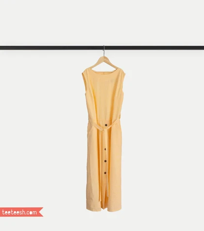 پیراهن لینن راهدار زرد