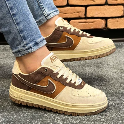 کفش کتانی اسپرت مردانه رنگ کرم مدل نایک NIKE AIR FORCE