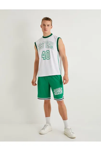 شعار شلوارک بسکتبال چاپ شده کمر الاستیک 4SAM40086MK