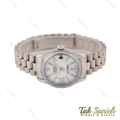 ساعت زنانه رولکس سیلور صفحه سفید نگین‌دار Rolex-5699-L