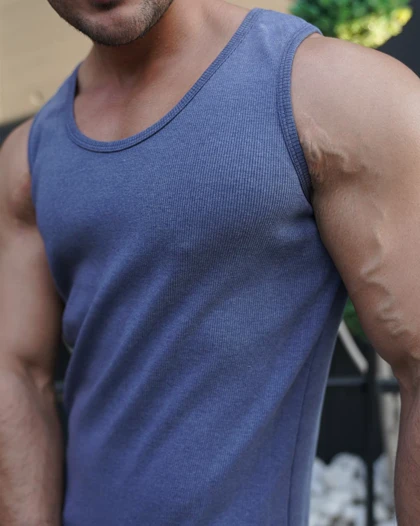 رکابی تنک تاپ ساده کوپ آیسان اسلامی سنگ شور آبی