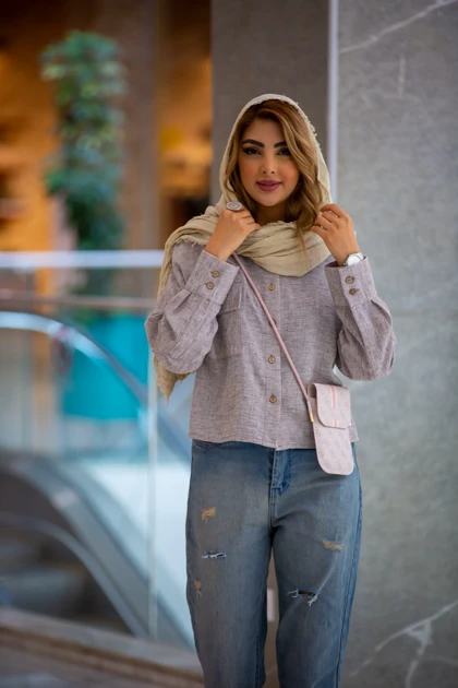 مانتو کراپ داماسک تک جیب