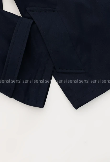 ترنچ کت یقه ایستاده کتان@کد1004635