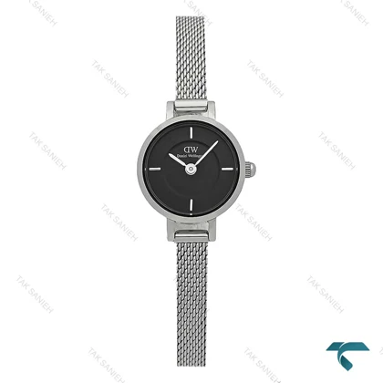 ساعت دنیل زنانه گرد مینی حصیری سیلور صفحه مشکی DW-7971-L