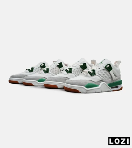 کتانی ساق‌دار زنانه و مردانه سفید طوسی سبز Nike air jordan 4 مدل 4829