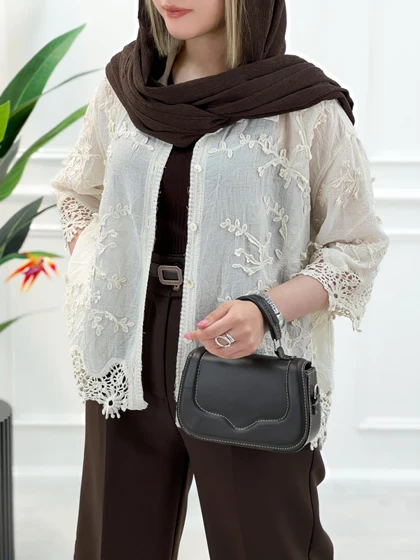 شومیز گیپور زنانه ارغوان