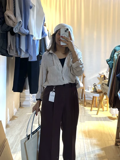 شومیز راه راه لینن زنانه خنک و تابستانی کد 093