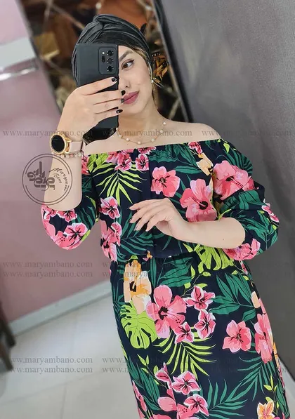 پیراهن نخی 3 ربع