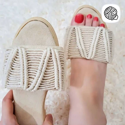 صندل زنانه مکرومه بافی بدون رکاب مدل مهشید