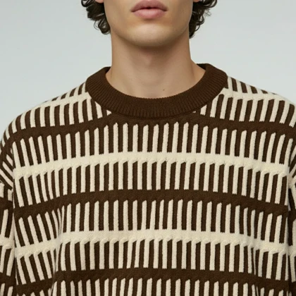 بافت یقه گرد راه راه(90261)