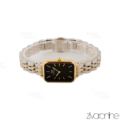 ساعت دنیل ولینگتون زنانه مستطیلی دورنگ طلایی صفحه مشکی 105445