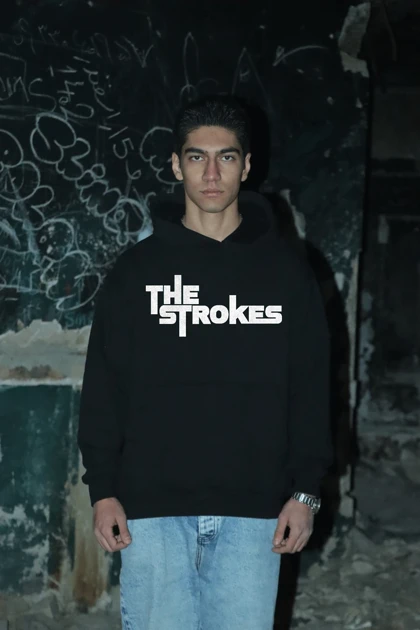 هودی مشکی اسپرت طرح The Strokes - فواصل